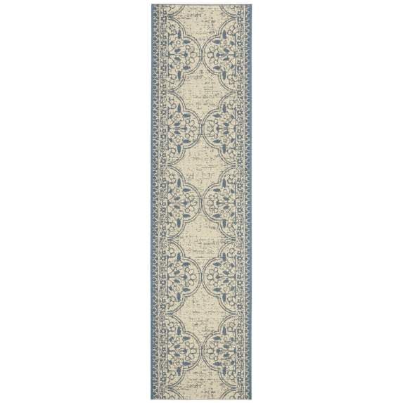 SAFAVIEH Beach House Kiaran Southwestern Indoor/Outdoor Runner Rug Blue/Cream, 2' x 8'