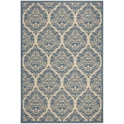 SAFAVIEH Beach House Lennox Damask Indoor/Outdoor Area Rug Cream/Blue, 5'3" x 7'6"