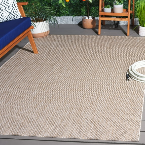 SAFAVIEH Beach House Lincoln Solid Indoor/Outdoor Area Rug, Beige, 5'3" x 7'6"