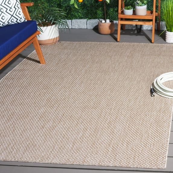 SAFAVIEH Beach House Lincoln Solid Indoor/Outdoor Area Rug, Beige, 5'3" x 7'6"