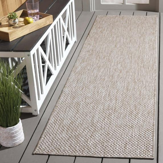 SAFAVIEH Beach House Lincoln Solid Indoor/Outdoor Runner Rug, Beige, 2'2" x 6'