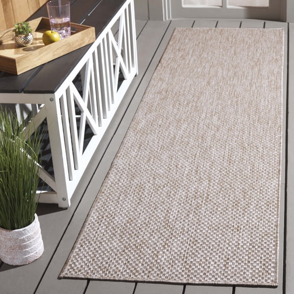 SAFAVIEH Beach House Lincoln Solid Indoor/Outdoor Runner Rug, Beige, 2'2" x 8'