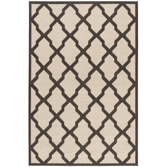 SAFAVIEH Beach House Loraine Trellis Indoor/Outdoor Area Rug Cream/Brown, 4' x 6'