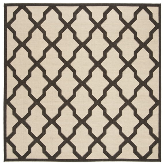 SAFAVIEH Beach House Loraine Trellis Indoor/Outdoor Area Rug Cream/Brown, 6'7" x 6'7" Square