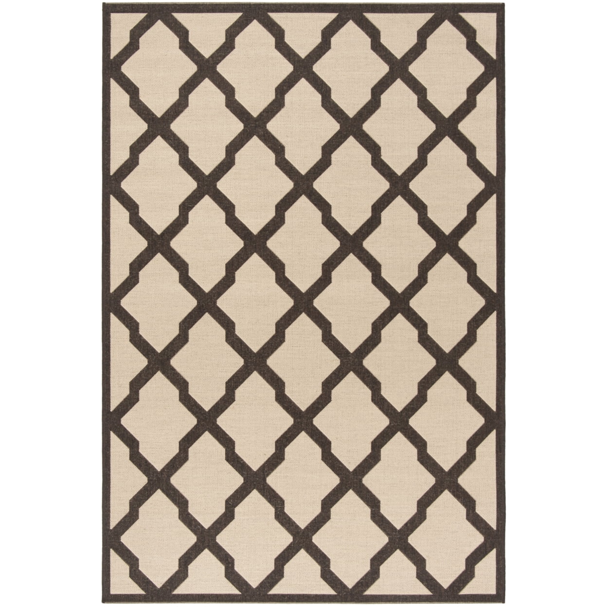 Cream and Brown 8' x 10' Stain-Resistant Synthetic Rug