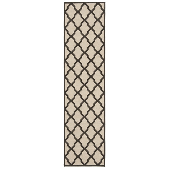SAFAVIEH Beach House Loraine Trellis Indoor/Outdoor Runner Rug Cream/Brown, 2' x 8'