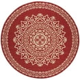 thumbnail image 1 of SAFAVIEH Beach House Lynette Medallion Indoor/Outdoor Area Rug, Red/Creme, 6'7" x 6'7" Round, 1 of 10