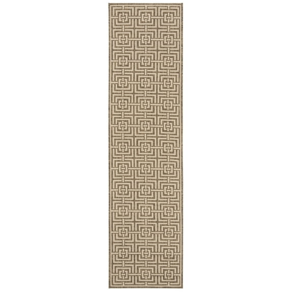 SAFAVIEH Beach House Nelie Geometric Indoor/Outdoor Runner Rug Beige/Cream, 2' x 8'