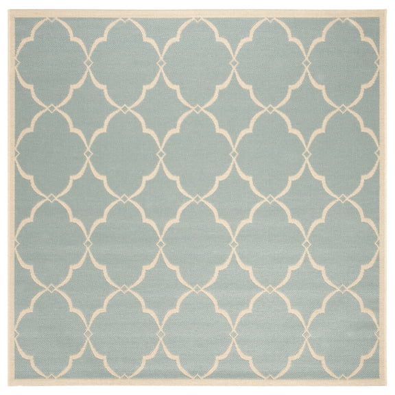 SAFAVIEH Beach House Nick Indoor/Outdoor Area Rug Aqua/Cream, 6'7" x 6'7" Square