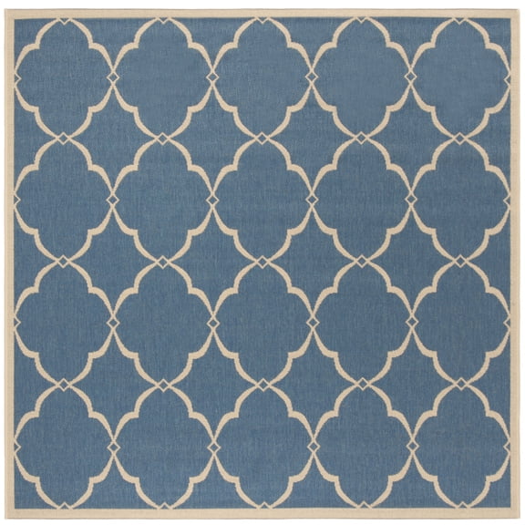 SAFAVIEH Beach House Nick Indoor/Outdoor Area Rug Blue/Cream, 6'7" x 6'7" Square