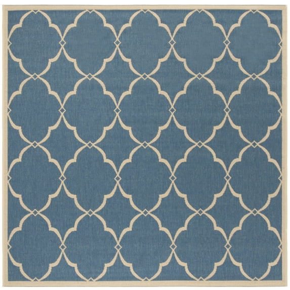 SAFAVIEH Beach House Nick Indoor/Outdoor Area Rug Blue/Cream, 6'7" x 6'7" Square