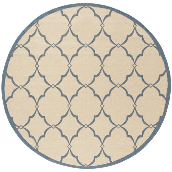 SAFAVIEH Beach House Nick Indoor/Outdoor Area Rug Cream/Blue, 6'7" x 6'7" Round