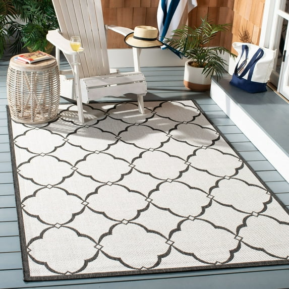 SAFAVIEH Beach House Nick Indoor/Outdoor Area Rug Light Grey/Charcoal, 3' x 5'