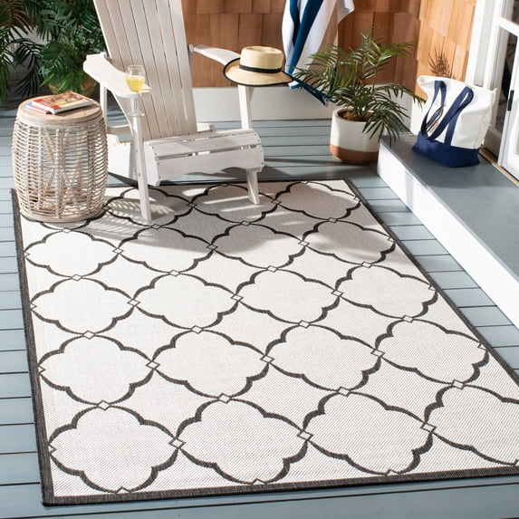 SAFAVIEH Beach House Nick Indoor/Outdoor Area Rug Light Grey/Charcoal, 4' x 6'