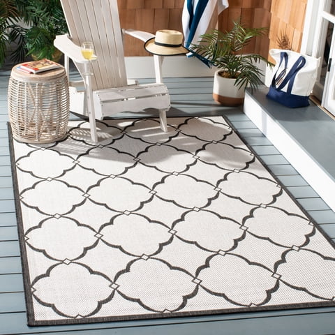 SAFAVIEH Beach House Nick Indoor/Outdoor Area Rug Light Grey/Charcoal, 4' x 6'