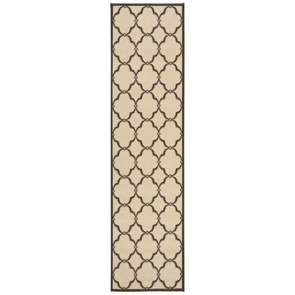 SAFAVIEH Beach House Nick Indoor/Outdoor Runner Rug Cream/Brown, 2' x 8'