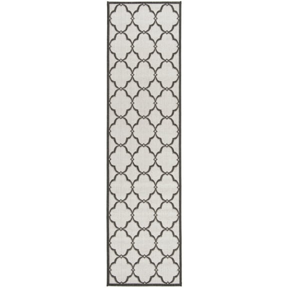 SAFAVIEH Beach House Nick Indoor/Outdoor Runner Rug Light Grey/Charcoal, 2' x 8'