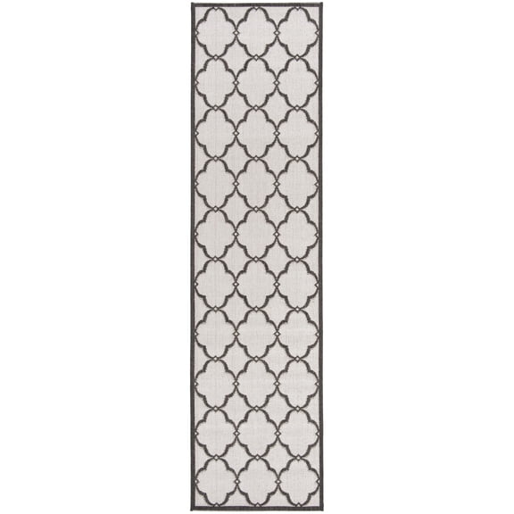 SAFAVIEH Beach House Nick Indoor/Outdoor Runner Rug Light Grey/Charcoal, 2' x 8'
