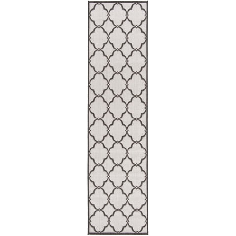SAFAVIEH Beach House Nick Indoor/Outdoor Runner Rug Light Grey/Charcoal, 2' x 8'