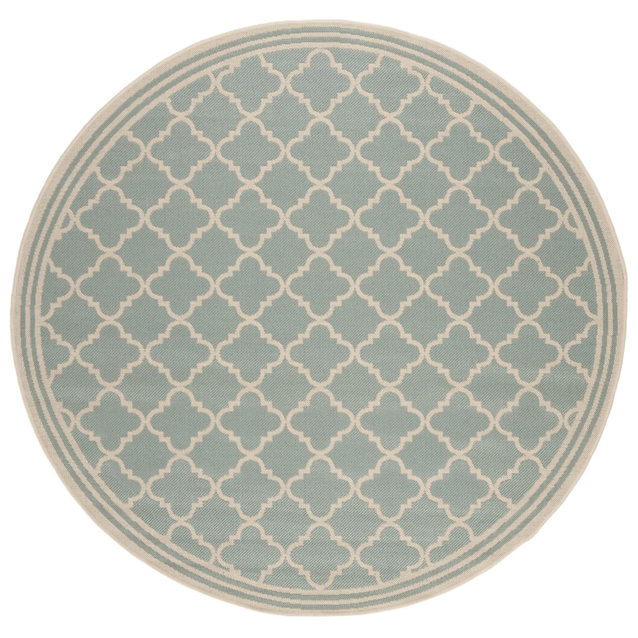 SAFAVIEH Beach House Nima Trellis Indoor/Outdoor Area Rug Aqua/Cream, 6'7" x 6'7" Round