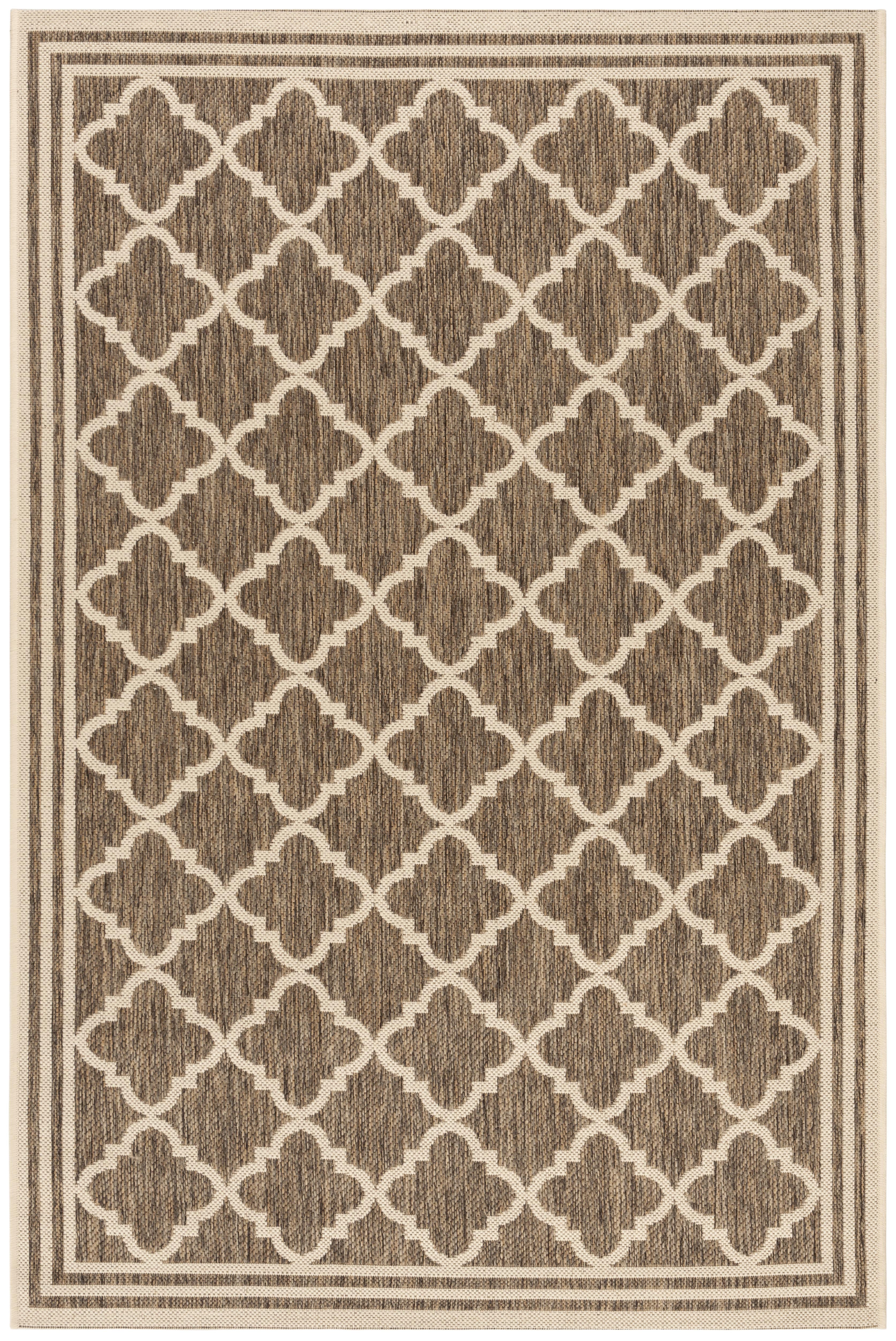 SAFAVIEH Beach House Nima Trellis Indoor/Outdoor Area Rug Beige/Cream, 5'3" x 7'6"
