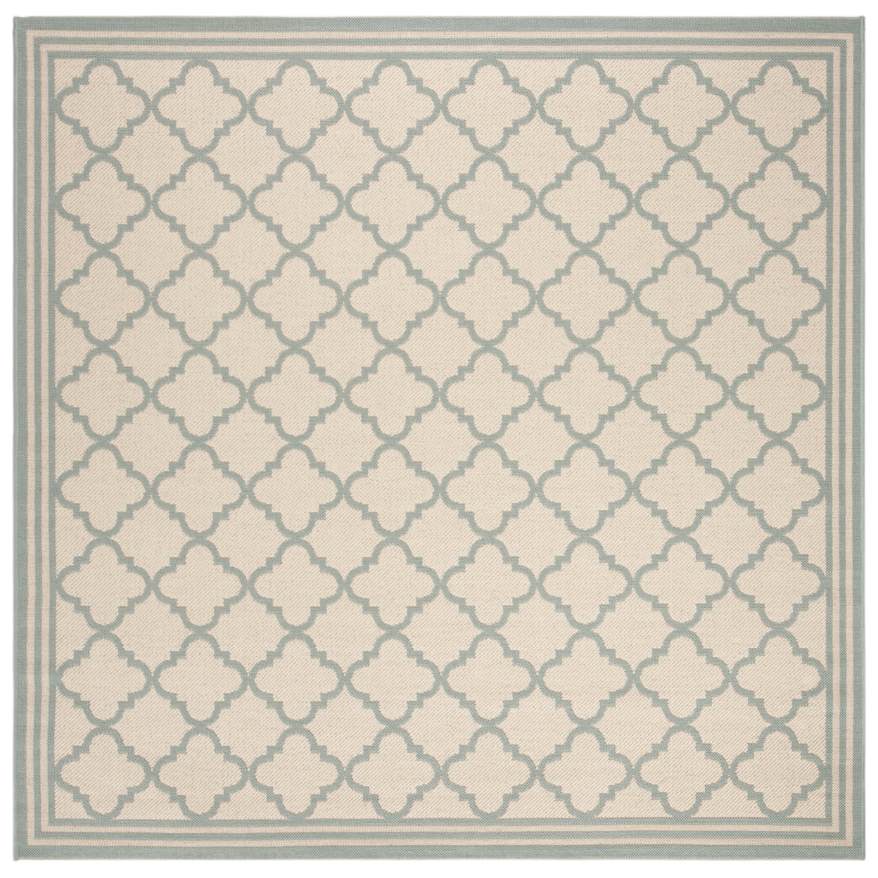 SAFAVIEH Beach House Nima Trellis Indoor/Outdoor Area Rug Cream/Aqua, 6'7" x 6'7" Square