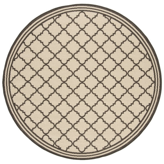 SAFAVIEH Beach House Nima Trellis Indoor/Outdoor Area Rug Cream/Brown, 6'7" x 6'7" Round
