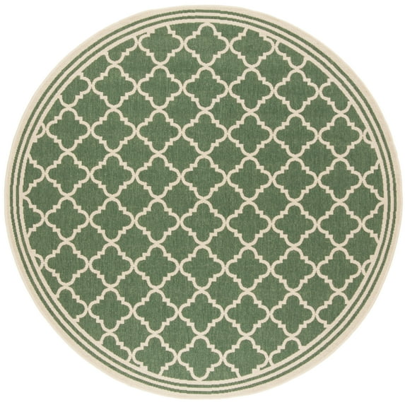 SAFAVIEH Beach House Nima Trellis Indoor/Outdoor Area Rug Green/Cream, 6'7" x 6'7" Round