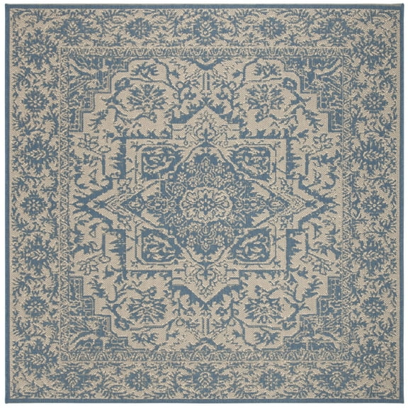 SAFAVIEH Beach House Orville Indoor/Outdoor Area Rug Cream/Blue, 6'7" x 6'7" Square