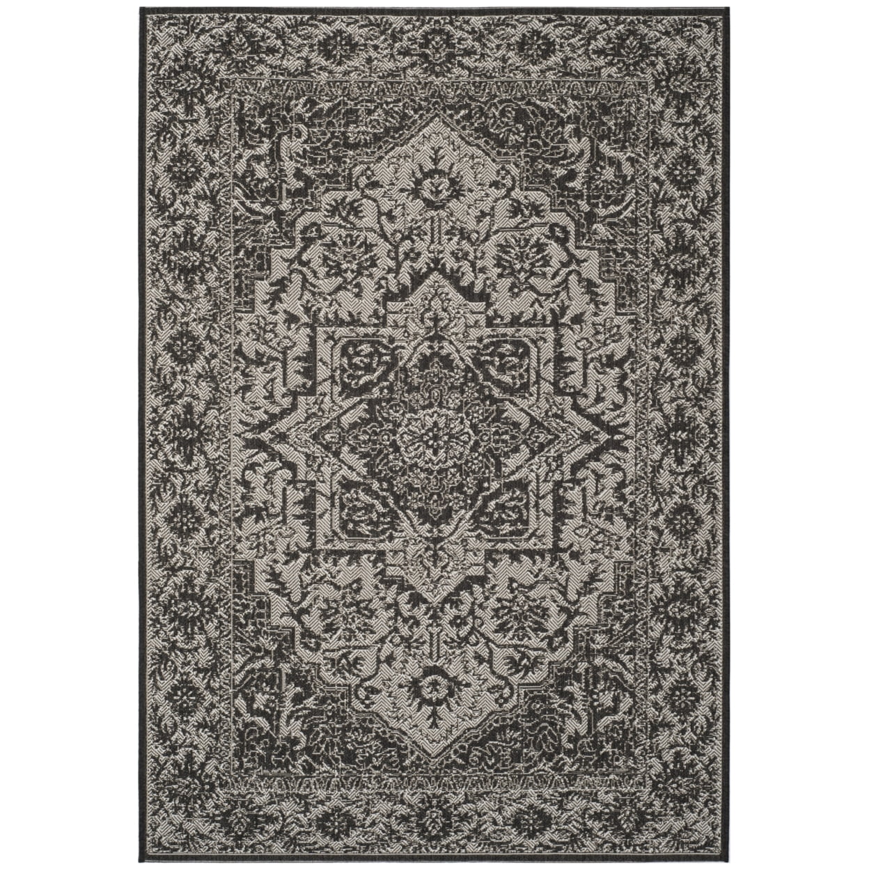 SAFAVIEH Beach House Orville Indoor/Outdoor Area Rug Light Grey/Charcoal, 5'3" x 7'6"