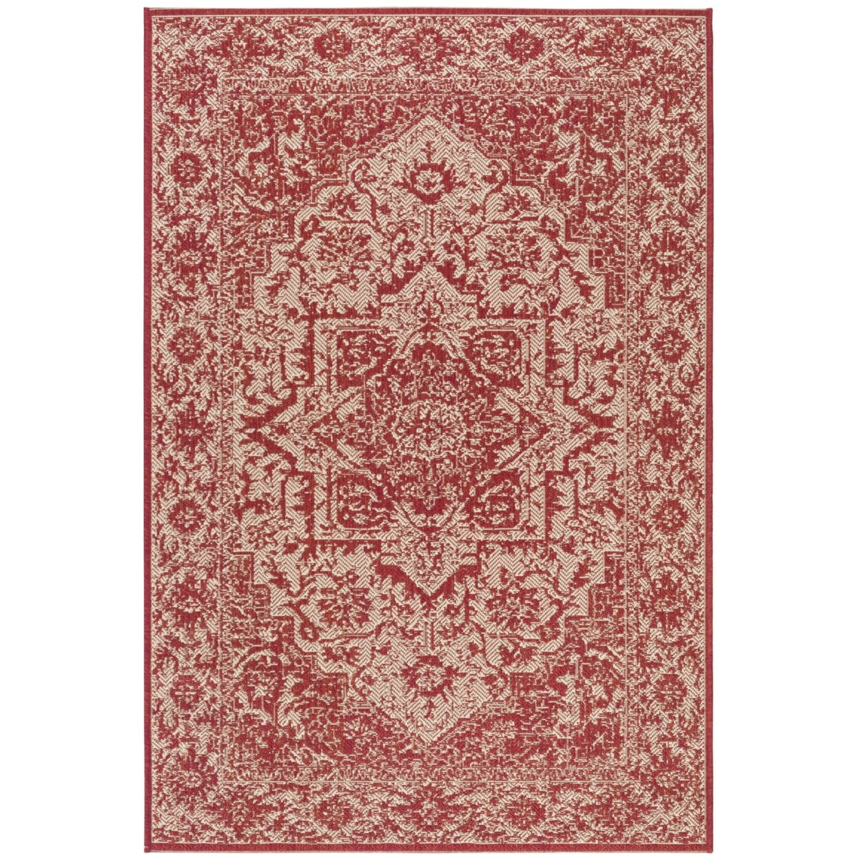 SAFAVIEH Beach House Orville Indoor/Outdoor Area Rug Red/Cream, 4' x 6 ...