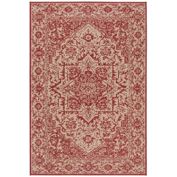 SAFAVIEH Beach House Orville Indoor/Outdoor Area Rug Red/Cream, 4' x 6'