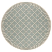 SAFAVIEH Beach House Richard Geometric Indoor/Outdoor Area Rug, Aqua/Cream, 4' x 4' Round