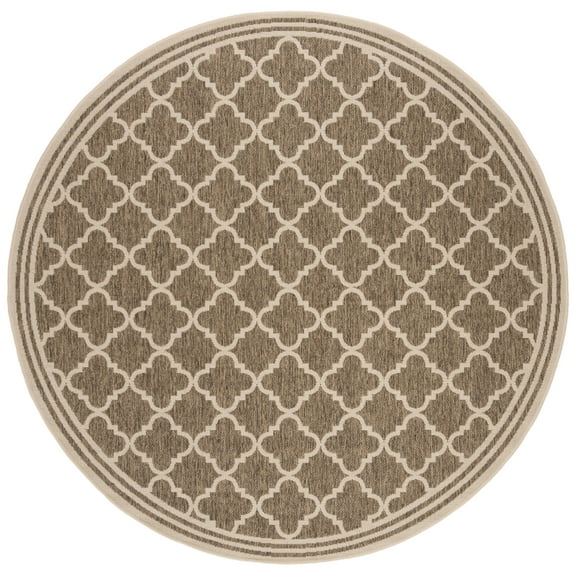 SAFAVIEH Beach House Richard Geometric Indoor/Outdoor Area Rug, Beige/Cream, 4' x 4' Round