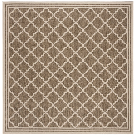 SAFAVIEH Beach House Richard Geometric Indoor/Outdoor Area Rug, Beige/Cream, 4' x 4' Square