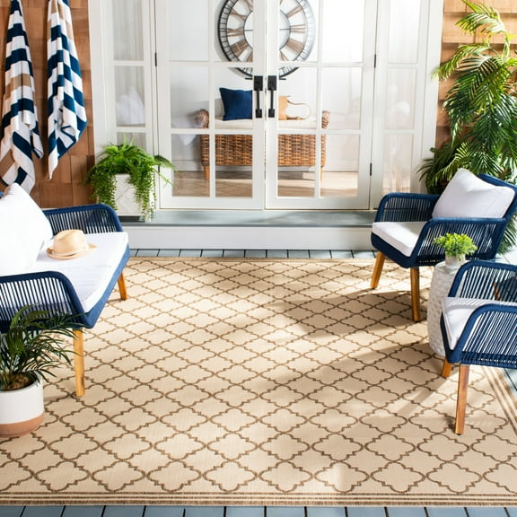 SAFAVIEH Beach House Richard Geometric Indoor/Outdoor Area Rug, Cream/Beige, 2'2" x 4'