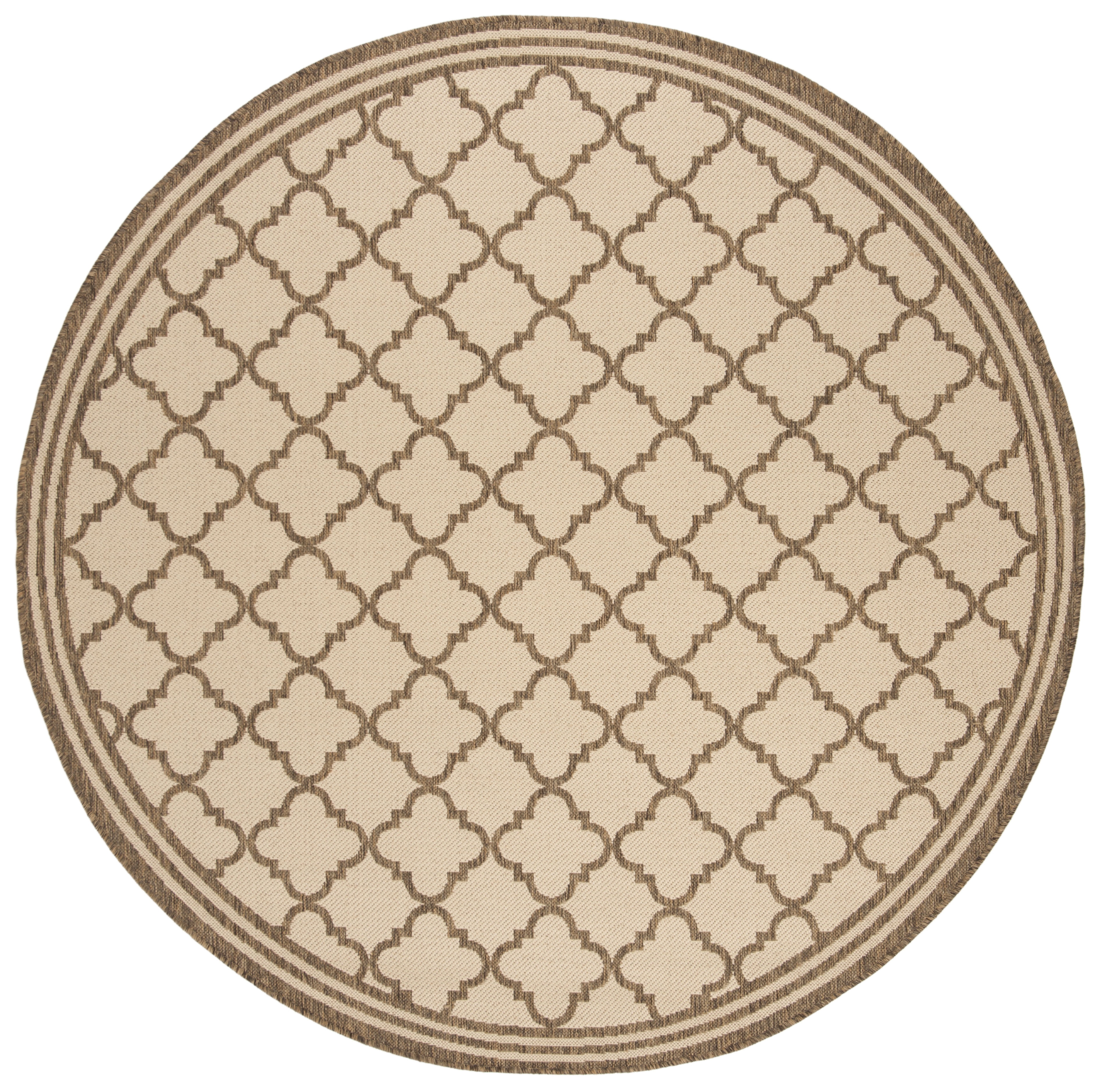 47" Round Cream Synthetic Stain-Resistant Rug