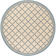 SAFAVIEH Beach House Richard Geometric Indoor/Outdoor Area Rug, Cream/Blue, 4' x 4' Round