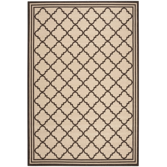 SAFAVIEH Beach House Richard Geometric Indoor/Outdoor Area Rug, Creme/Brown, 2'2" x 4'