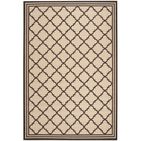 SAFAVIEH Beach House Richard Geometric Indoor/Outdoor Area Rug, Creme/Brown, 2'2" x 4'