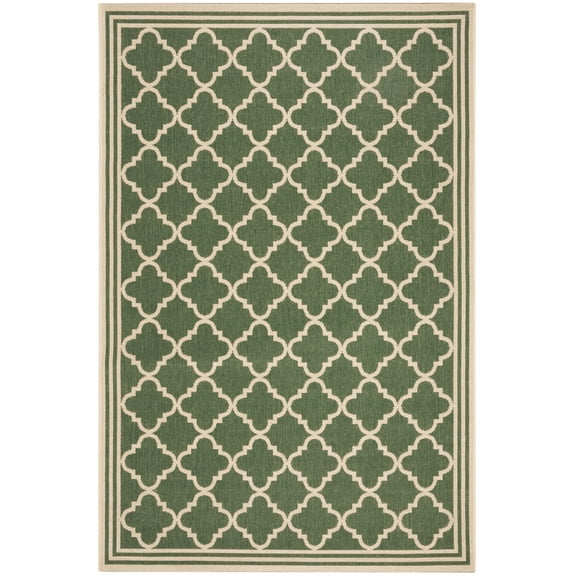 SAFAVIEH Beach House Richard Geometric Indoor/Outdoor Area Rug, Green/Creme, 2'2" x 4'