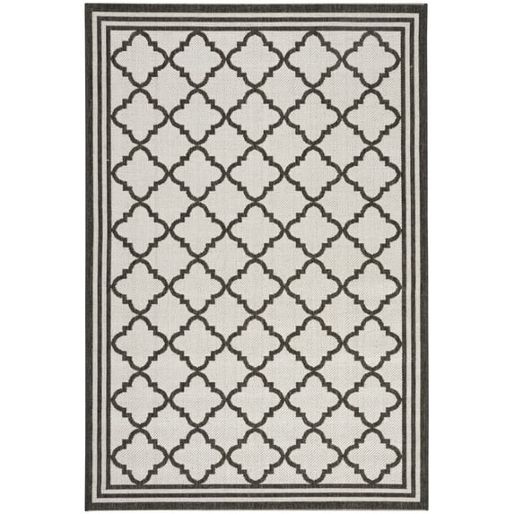 SAFAVIEH Beach House Richard Geometric Indoor/Outdoor Area Rug, Light Grey/Charcoal, 2'2" x 4'