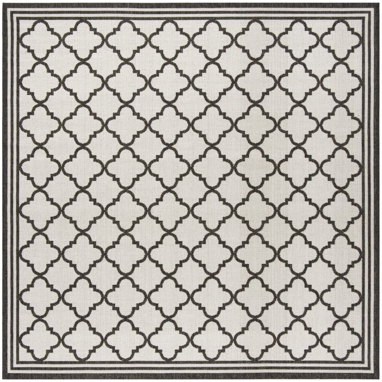 Light Grey and Charcoal Square Synthetic Indoor/Outdoor Rug