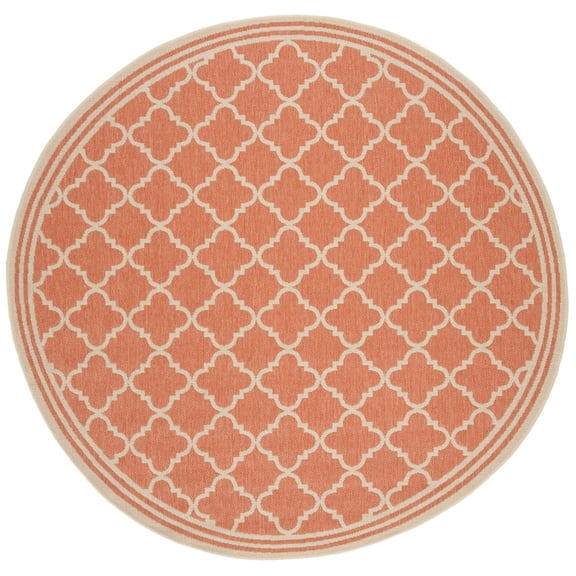 SAFAVIEH Beach House Richard Geometric Indoor/Outdoor Area Rug, Rust/Creme, 4' x 4' Round