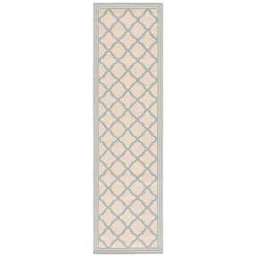 SAFAVIEH Beach House Richard Geometric Indoor/Outdoor Runner Rug, Cream/Aqua, 2'2" x 6'