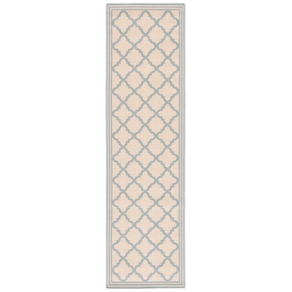 SAFAVIEH Beach House Richard Geometric Indoor/Outdoor Runner Rug, Cream/Aqua, 2'2" x 6'