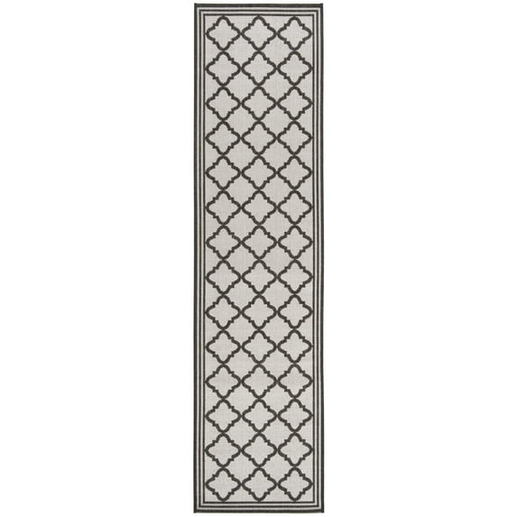 SAFAVIEH Beach House Richard Geometric Indoor/Outdoor Runner Rug, Light Grey/Charcoal, 2'2" x 12'