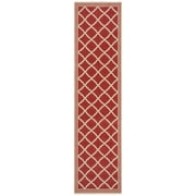 SAFAVIEH Beach House Richard Geometric Indoor/Outdoor Runner Rug, Red/Creme, 2'2" x 12'