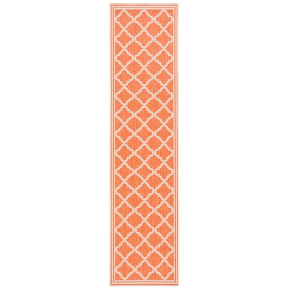 SAFAVIEH Beach House Richard Geometric Indoor/Outdoor Runner Rug, Rust/Creme, 2'2" x 6'
