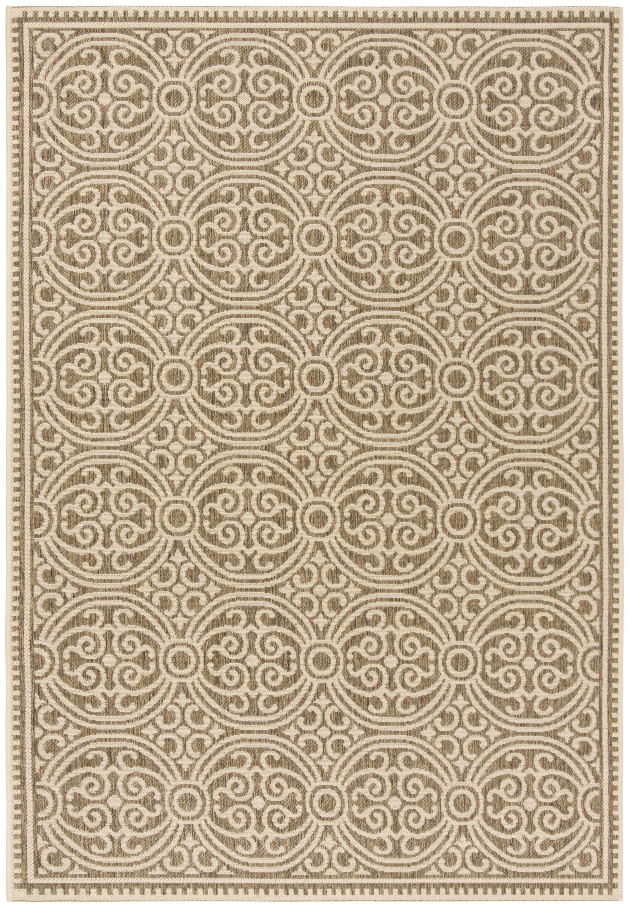 SAFAVIEH Beach House Rosario Geometric Indoor/Outdoor Area Rug, Cream/Beige, 5'3" x 7'6"